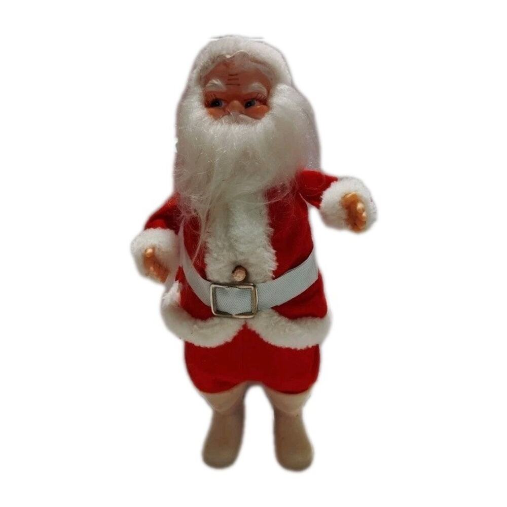 Vintage Christmas Felt Rubber Face Santa Claus Decoration Made in Japan 11.5"